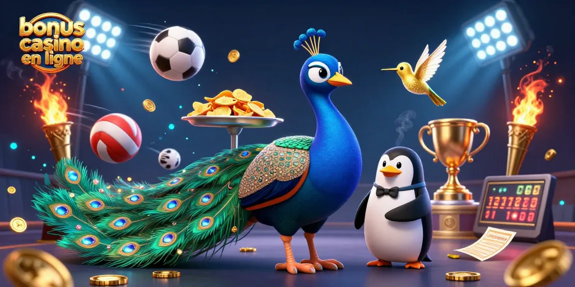 Profitez de bonus casino en ligne avec une illustration dynamique, mettant en vedette des éléments captivants