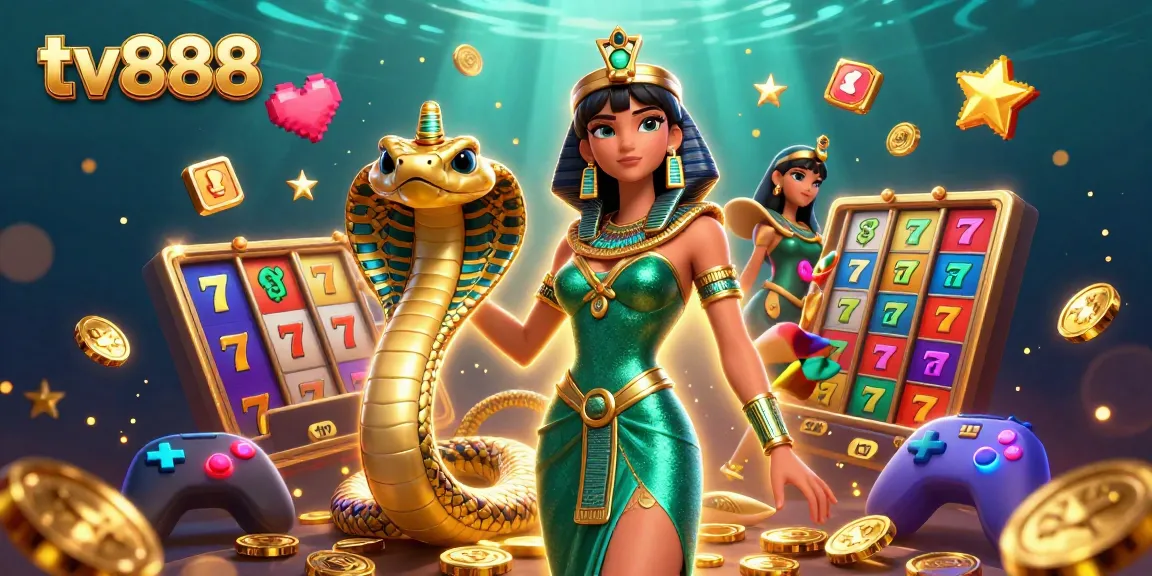 Spin reels and collect rewards at tv888, featuring vibrant slot machines and lively casino elements.