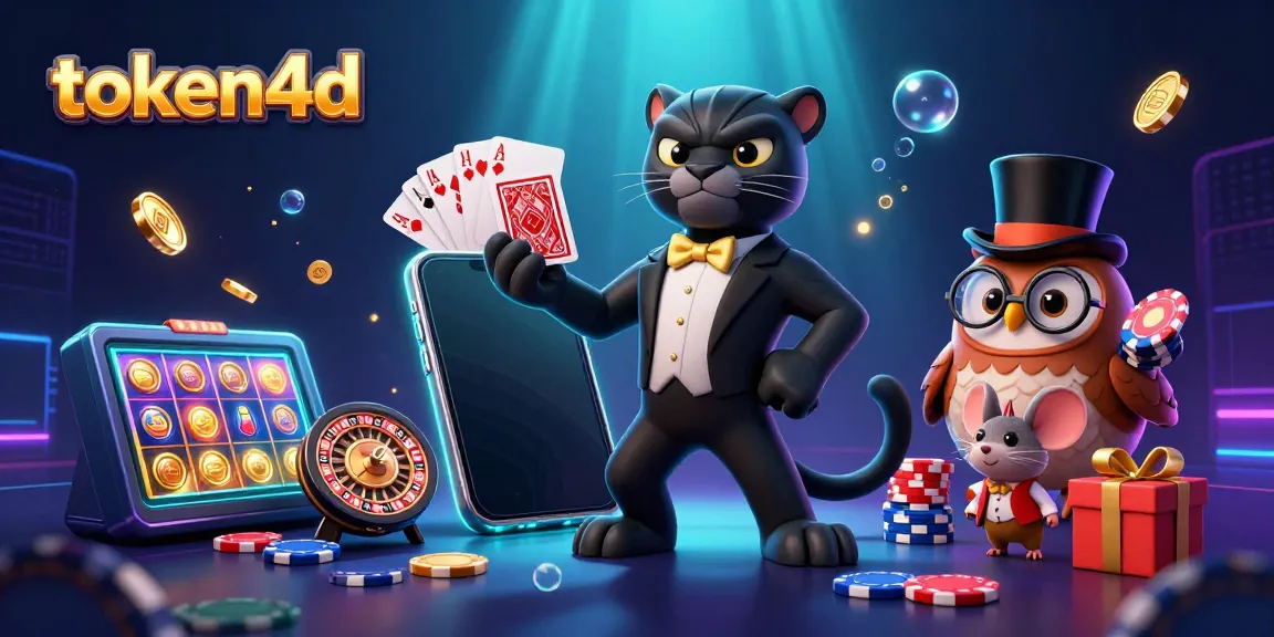Permainan slot token4d yang menarik dengan karakter kartun ganteng dan chip poker.